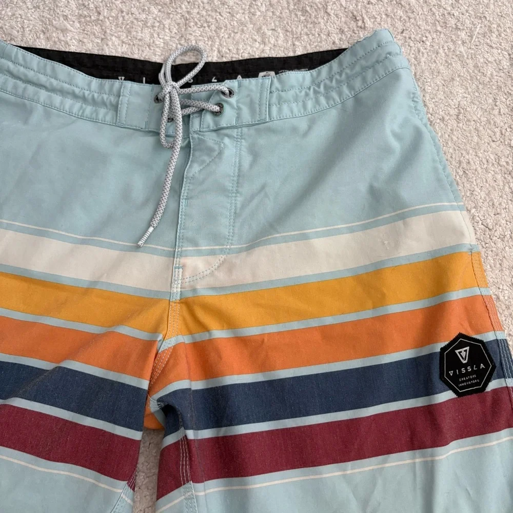 VISSLA Aqua and Striped Board Shorts